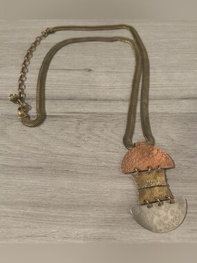 Marjorie Baer San Francisco Modernist Mixed Metals Pendant Necklace.